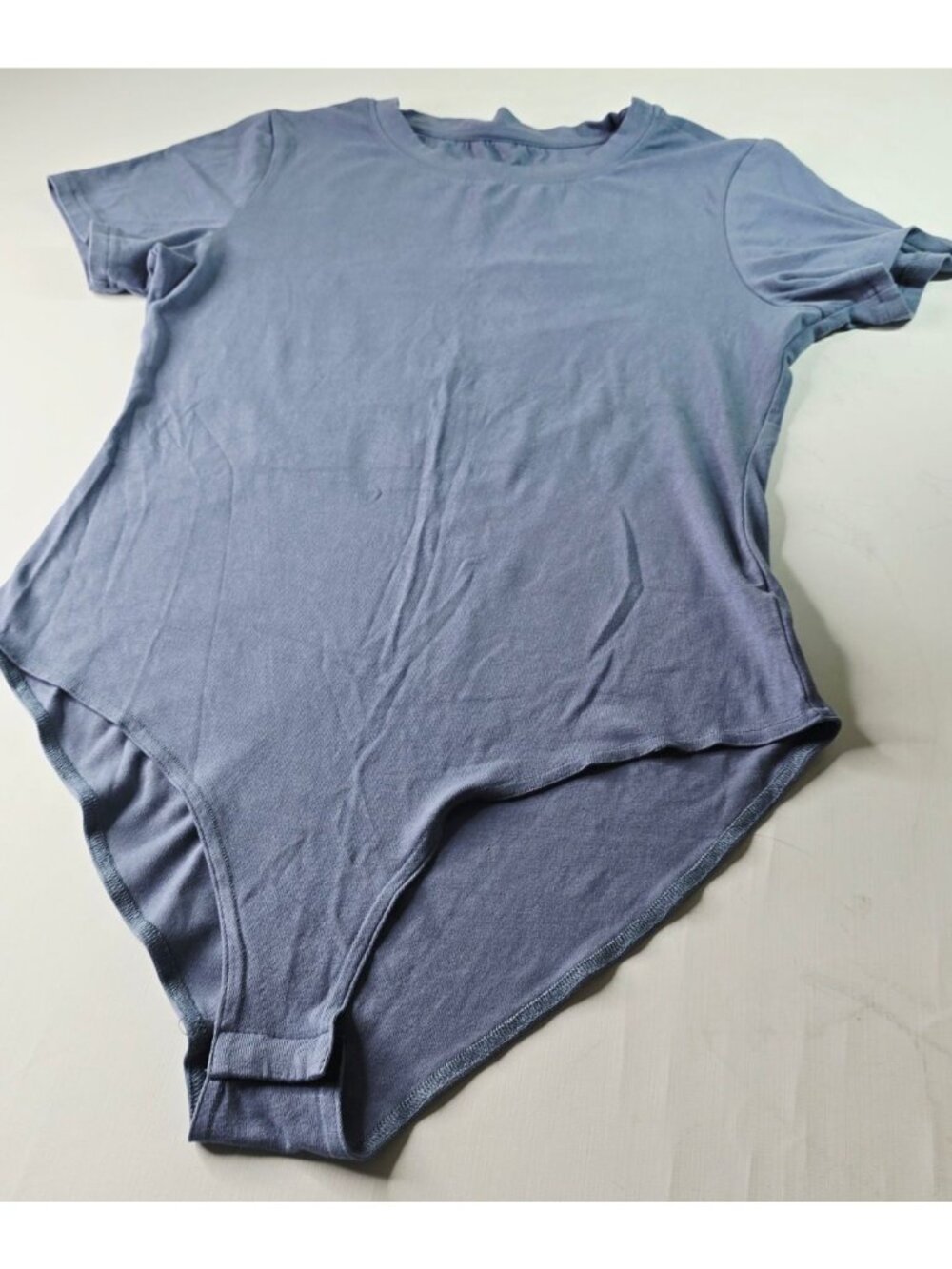 Set Of 2 Womens Short-Sleeve Bodysuits In Blue & White Size L Stretchy